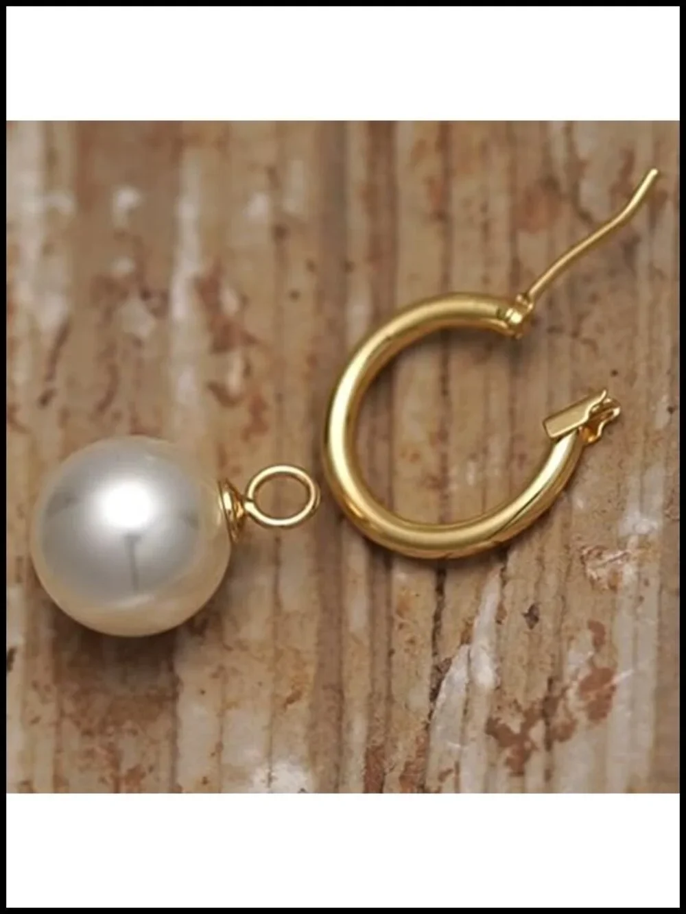 Pearl Hoop Earrings for Women 18K Gold Plated Huggie Drop Earrings